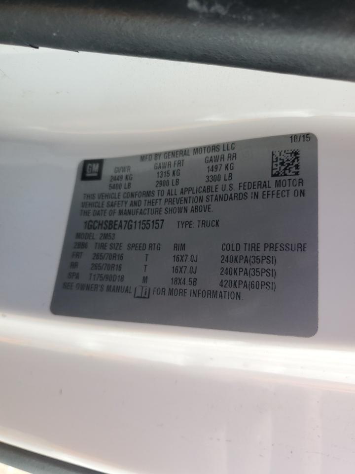 2016 Chevrolet Colorado VIN: 1GCHSBEA7G1155157 Lot: 70603705