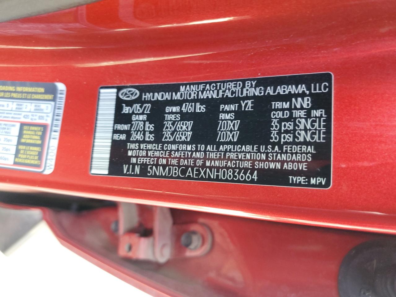 2022 Hyundai Tucson Sel VIN: 5NMJBCAEXNH083664 Lot: 69995905