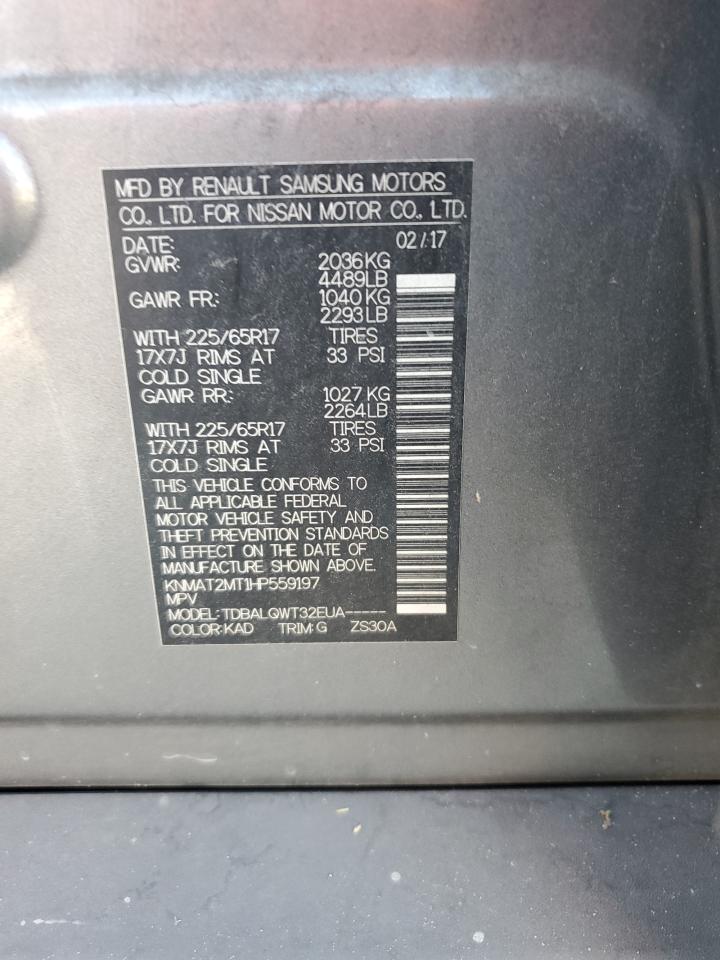 2017 Nissan Rogue S VIN: KNMAT2MT1HP559197 Lot: 69229975