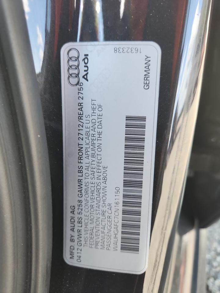 2012 Audi A6 Prestige VIN: WAUHGAFC7CN161150 Lot: 67907225