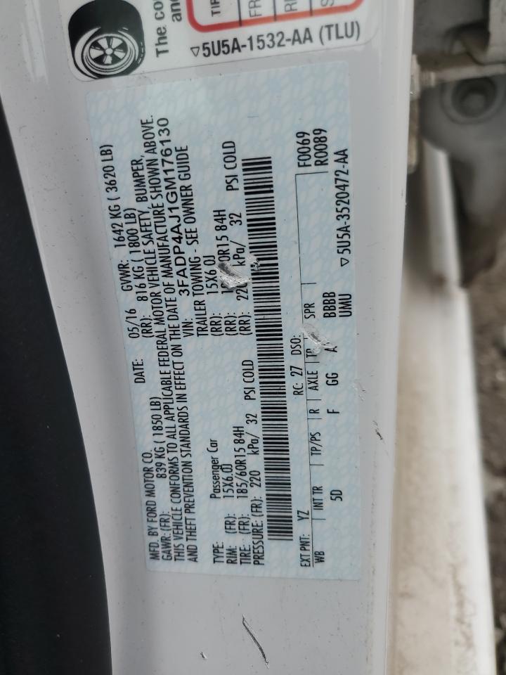 2016 Ford Fiesta S VIN: 3FADP4AJ1GM176130 Lot: 68774165