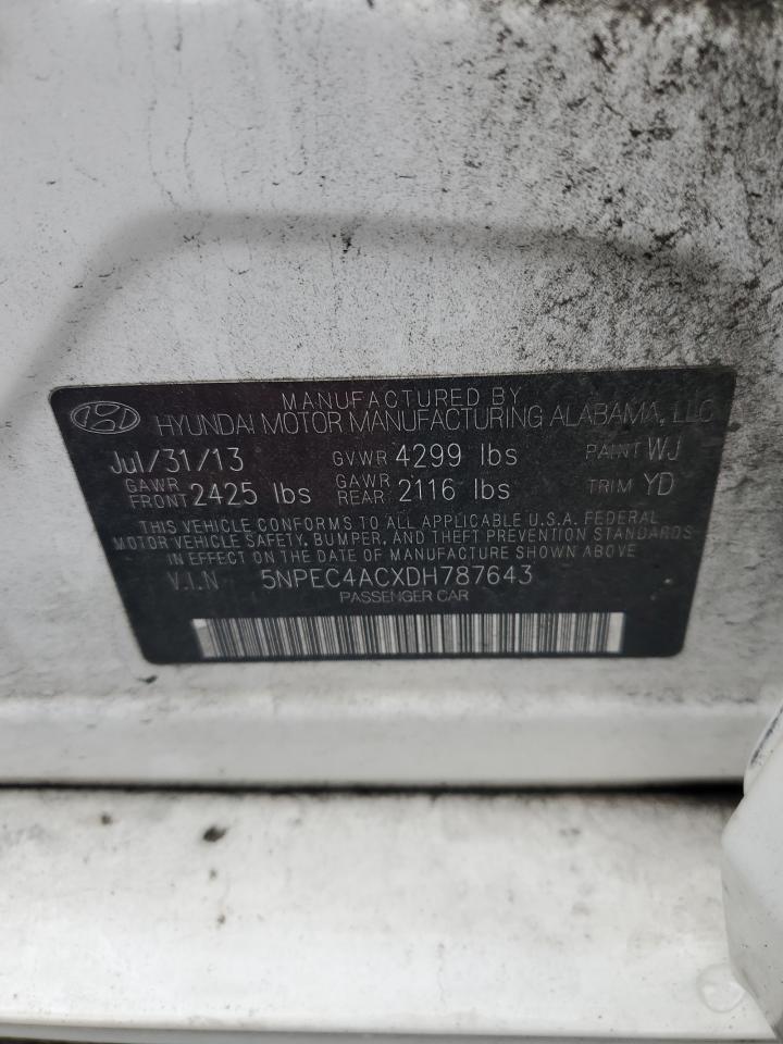 2013 Hyundai Sonata Se VIN: 5NPEC4ACXDH787643 Lot: 68164785