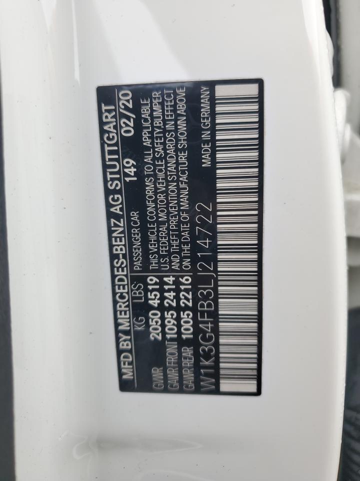 2020 Mercedes-Benz A 220 4Matic VIN: W1K3G4FB3LJ214722 Lot: 69173455