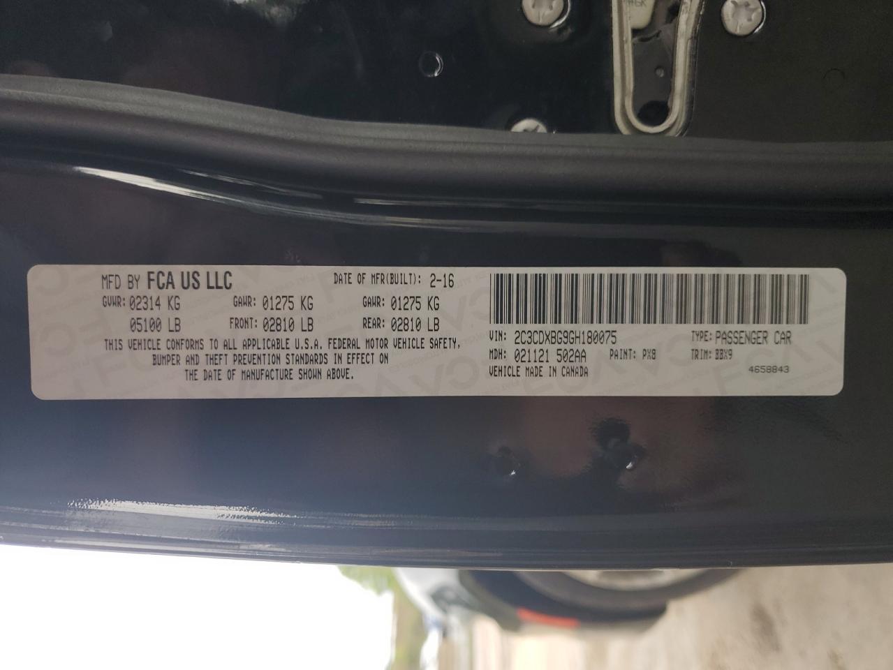 2016 Dodge Charger Se VIN: 2C3CDXBG9GH180075 Lot: 67275955