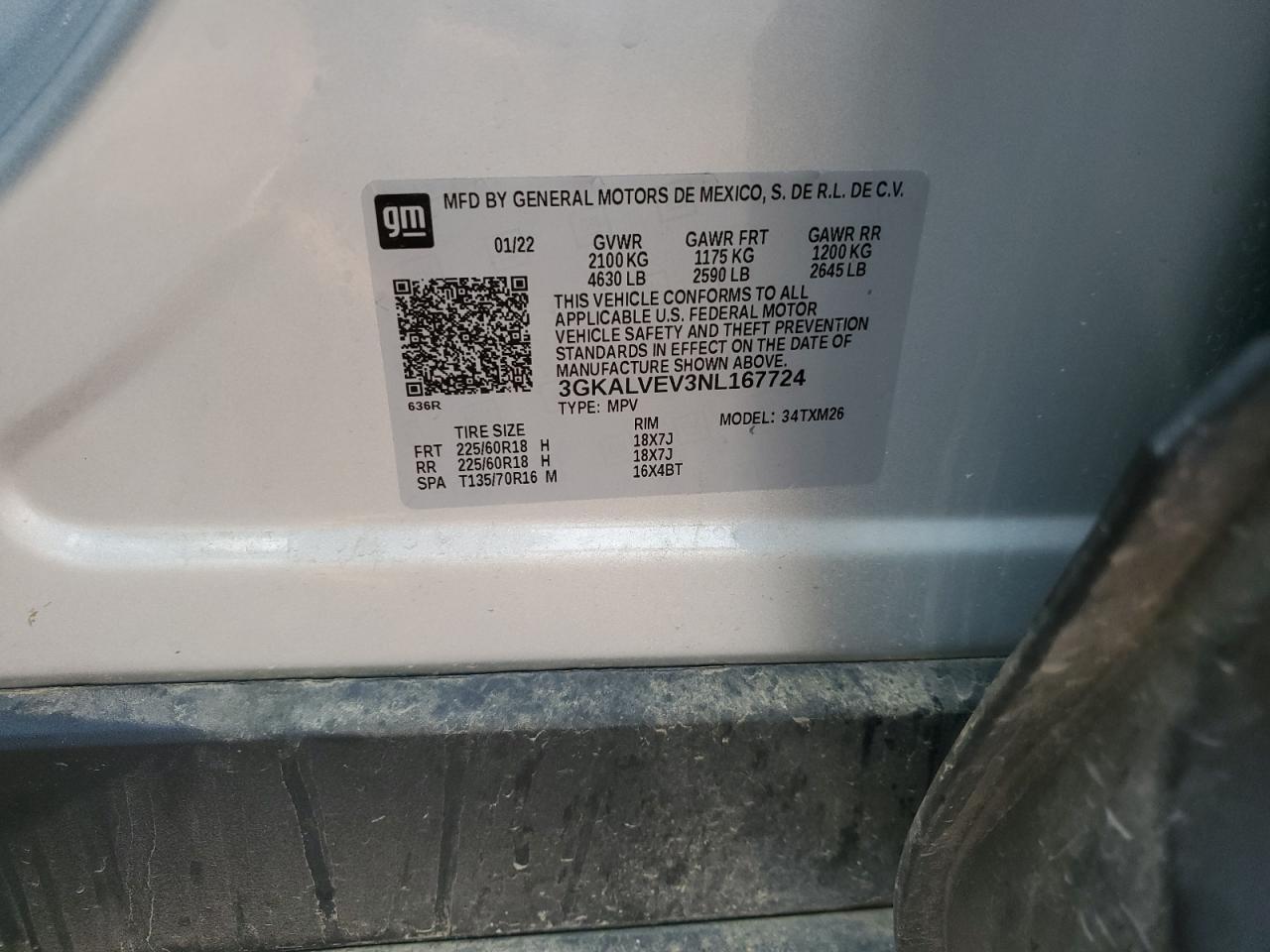 2022 GMC Terrain Slt VIN: 3GKALVEV3NL167724 Lot: 67754505