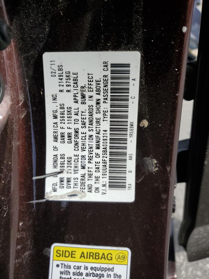 2011 Acura Tl VIN: 19UUA8F25BA009314 Lot: 70732285