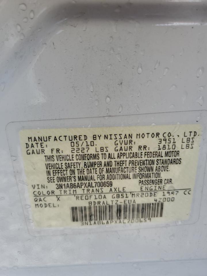 2010 Nissan Sentra 2.0 VIN: 3N1AB6APXAL700659 Lot: 68848015