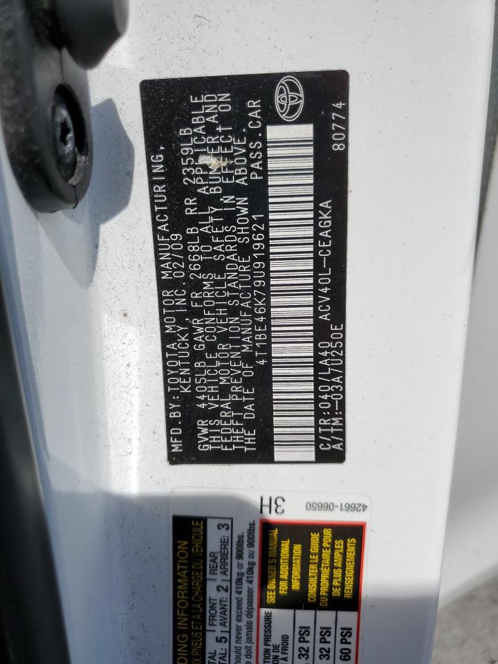 2009 Toyota Camry Base VIN: 4T1BE46K79U919621 Lot: 69512825