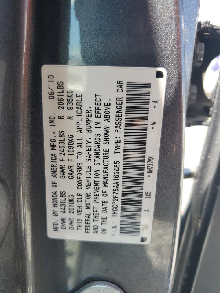 2010 Honda Accord Ex VIN: 1HGCP2F75AA162485 Lot: 69081795