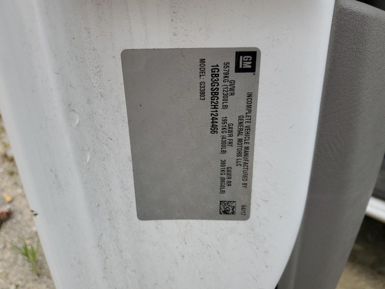 2017 Chevrolet Express G3500 VIN: 1GB3GSBG2H1244466 Lot: 69741865