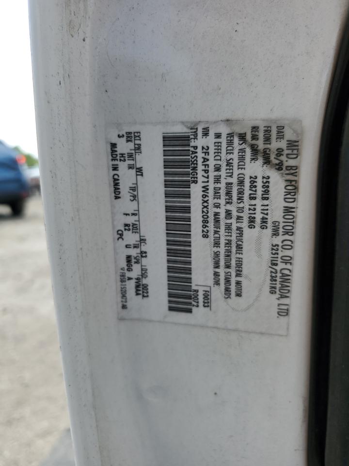 1999 Ford Crown Victoria Police Interceptor VIN: 2FAFP71W6XX208628 Lot: 68102145