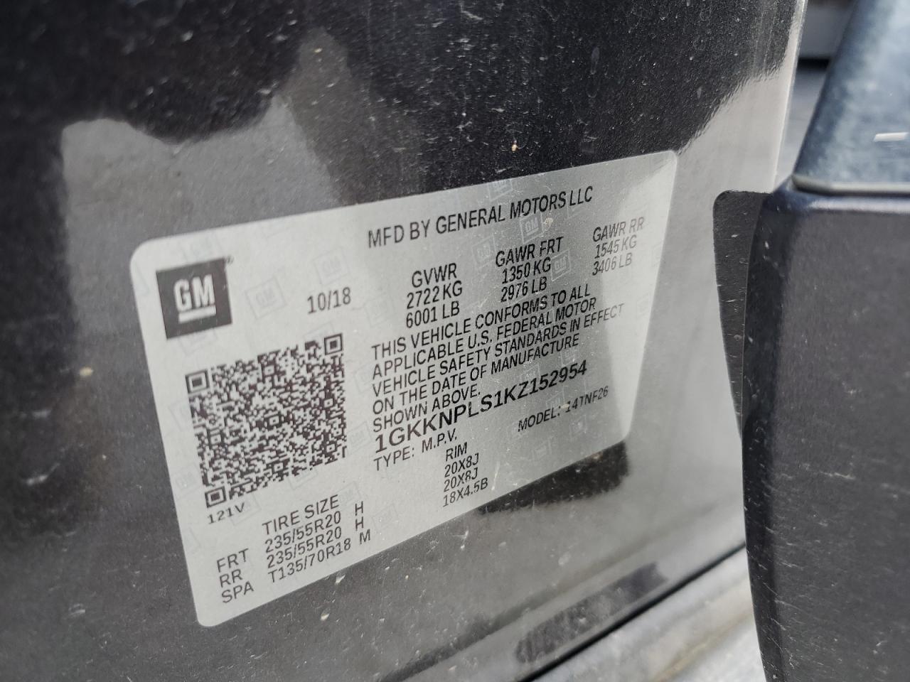 2019 GMC Acadia Denali VIN: 1GKKNPLS1KZ152954 Lot: 67895775