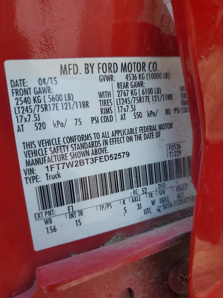 2015 Ford F250 Super Duty VIN: 1FT7W2BT3FED52579 Lot: 68954835