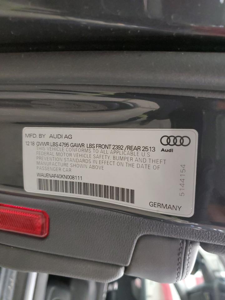 2019 Audi A4 Premium Plus VIN: WAUENAF40KN008111 Lot: 69430625