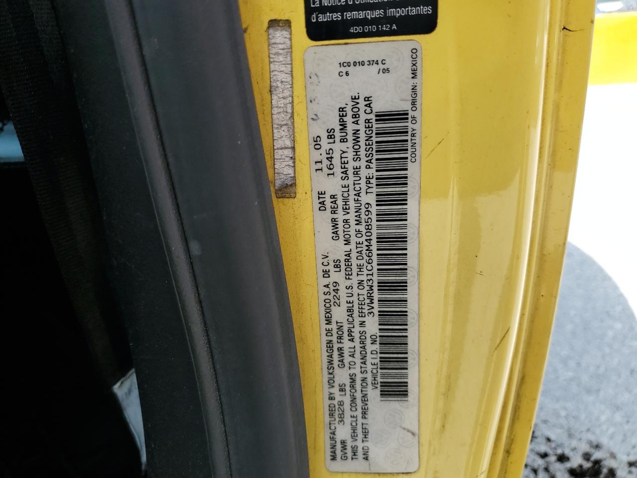 2006 Volkswagen New Beetle 2.5L Option Package 1 VIN: 3VWRW31C66M408599 Lot: 68151205