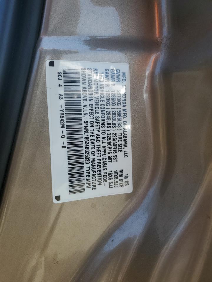 2004 Honda Odyssey Ex VIN: 5FNRL18624B025020 Lot: 69877115