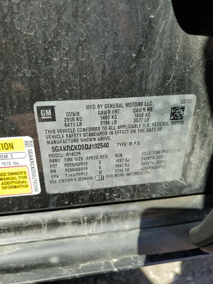 2013 Buick Enclave VIN: 5GAKRCKD5DJ182540 Lot: 65675045