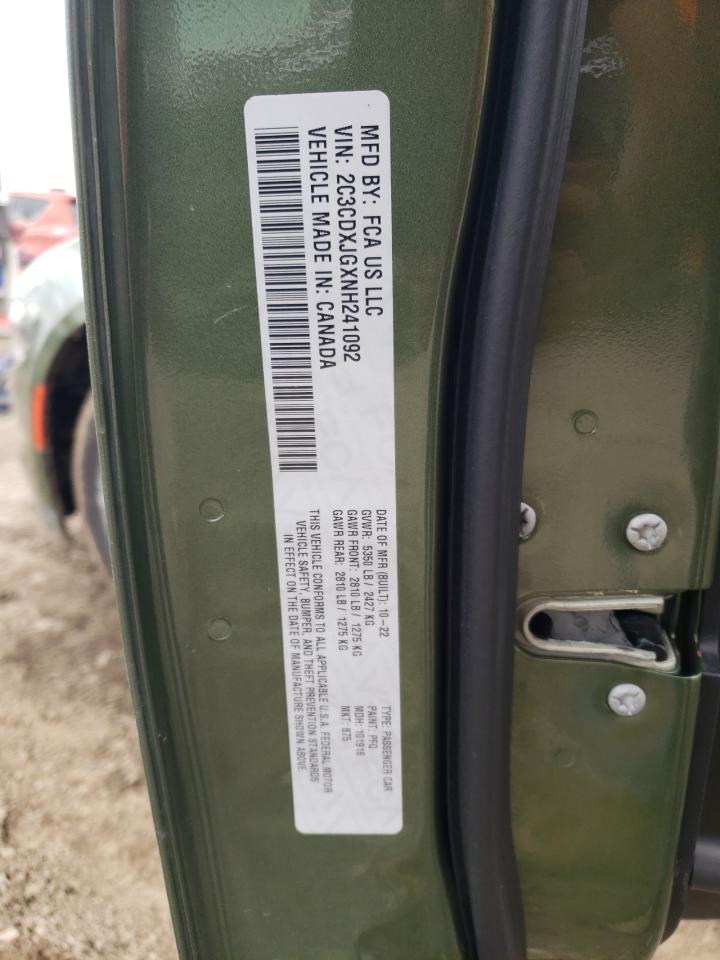 2022 Dodge Charger Sxt VIN: 2C3CDXJGXNH241092 Lot: 69310365