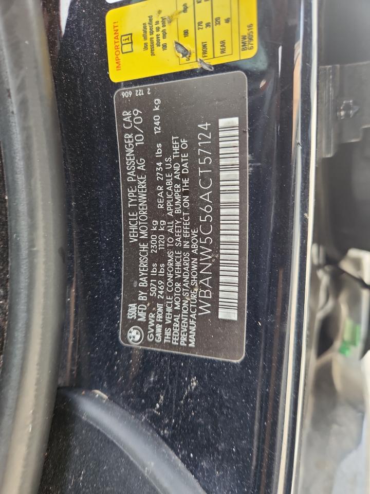 2010 BMW 550 I VIN: WBANW5C56ACT57124 Lot: 68006305