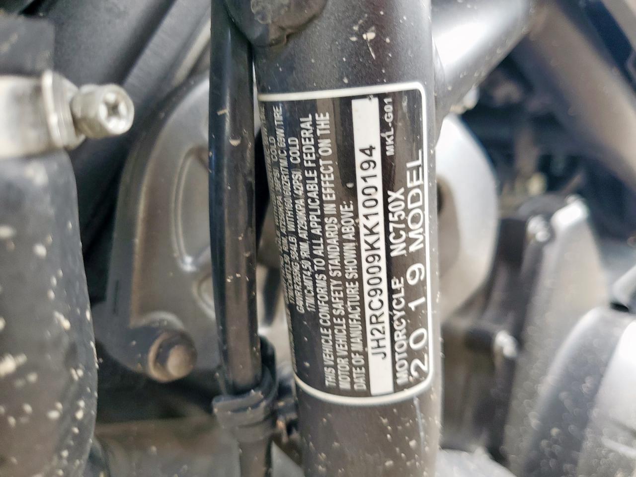 2019 Honda Nc750 X VIN: JH2RC9009KK100194 Lot: 70035255