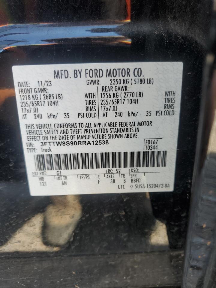 2024 Ford Maverick Lariat VIN: 3FTTW8S90RRA12538 Lot: 68569645