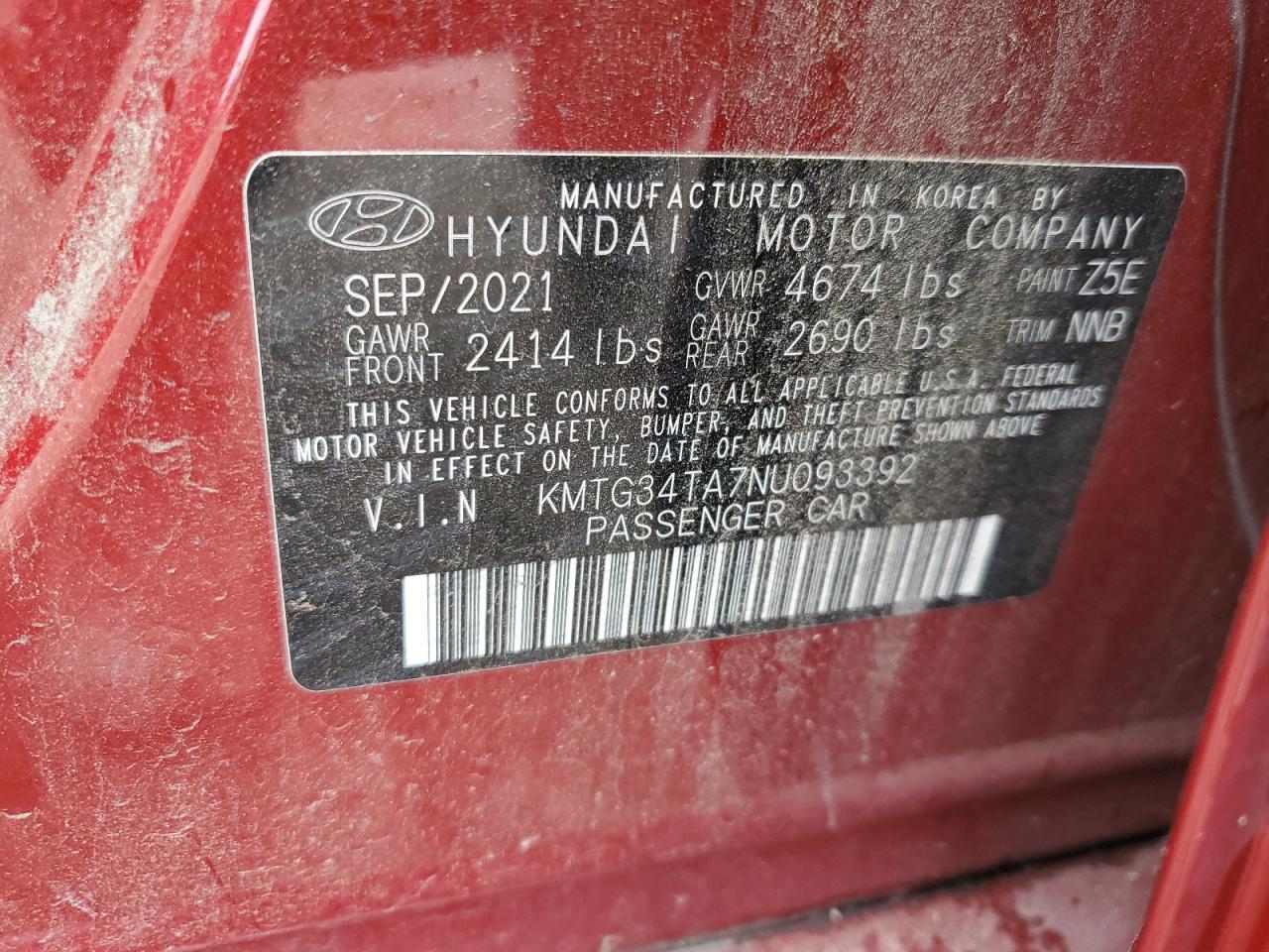 2022 Genesis G70 Base VIN: KMTG34TA7NU093392 Lot: 70920465