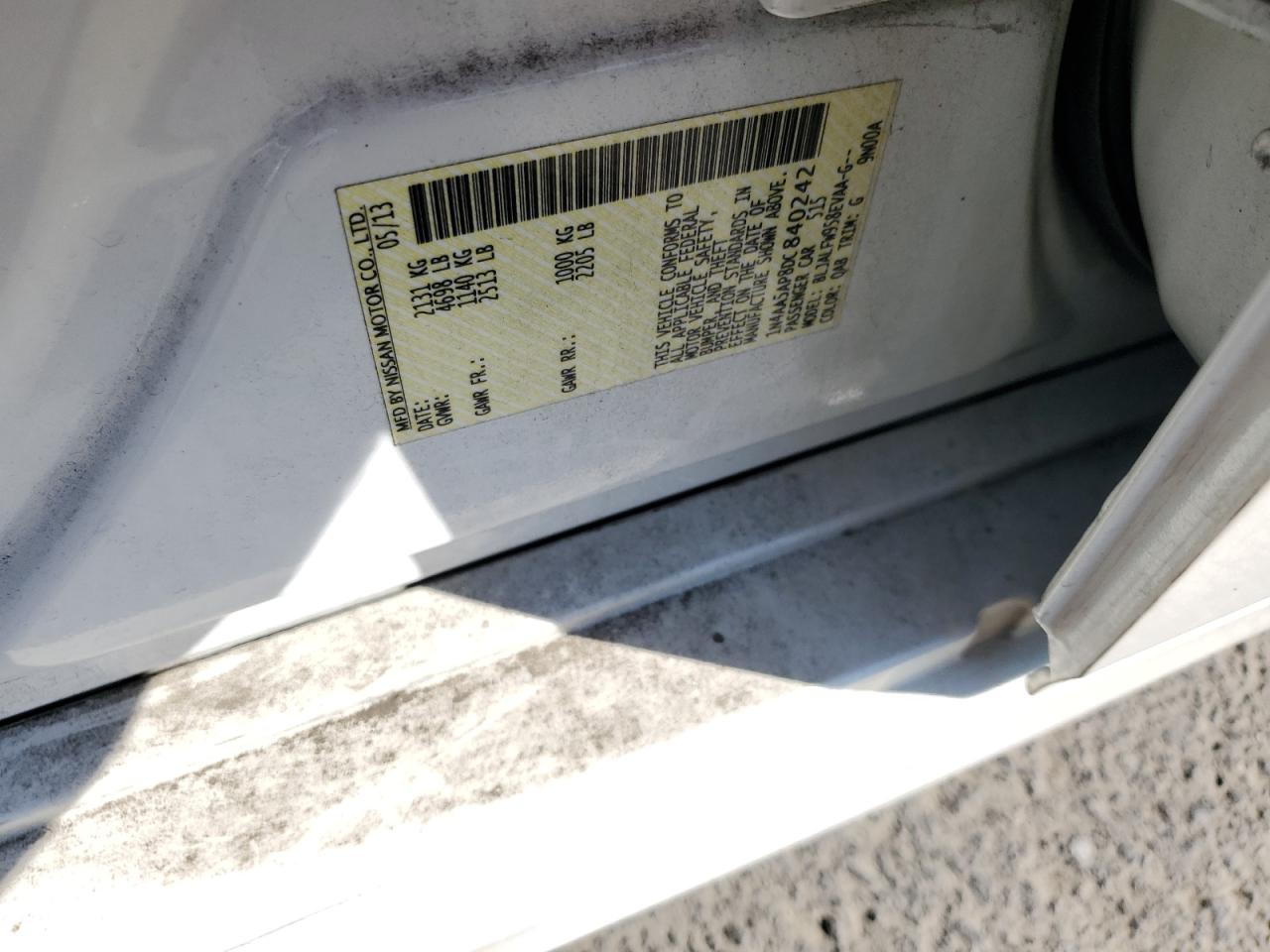 2013 Nissan Maxima S VIN: 1N4AA5AP8DC840242 Lot: 67394865