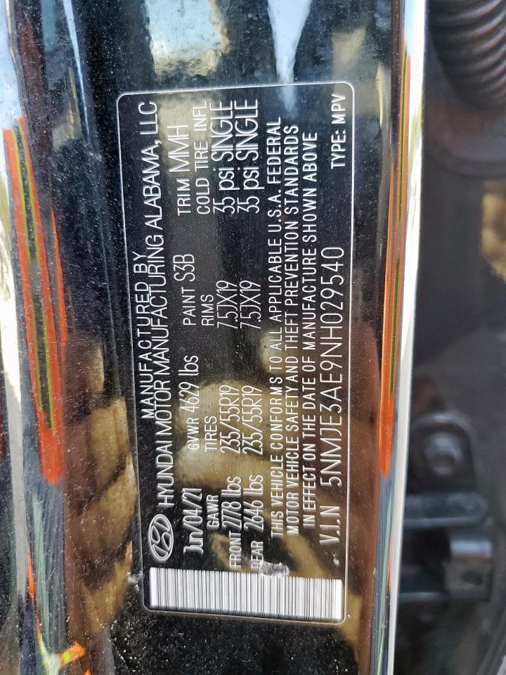 2022 Hyundai Tucson Limited VIN: 5NMJE3AE9NH029540 Lot: 68401815