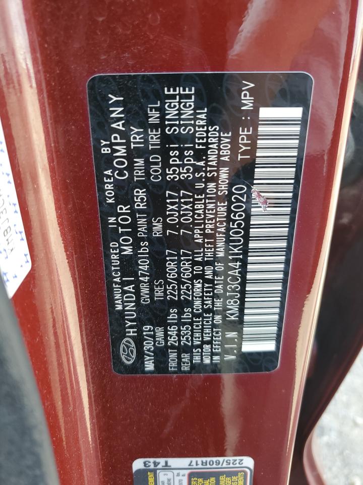 2019 Hyundai Tucson Limited VIN: KM8J3CA41KU056020 Lot: 71734785