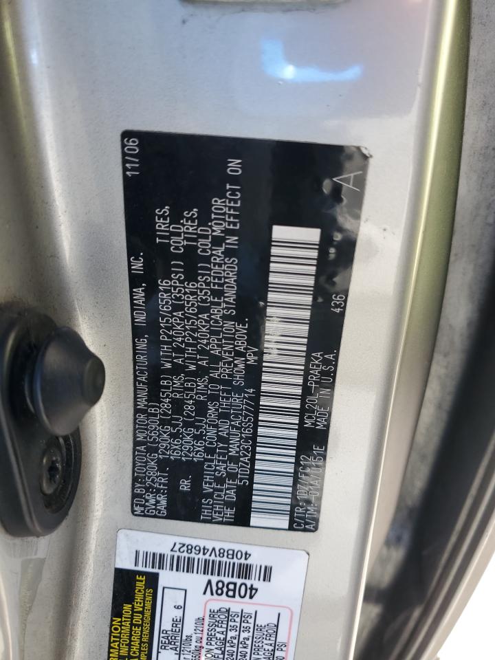 2006 Toyota Sienna Ce VIN: 5TDZA23C16S577714 Lot: 69323675