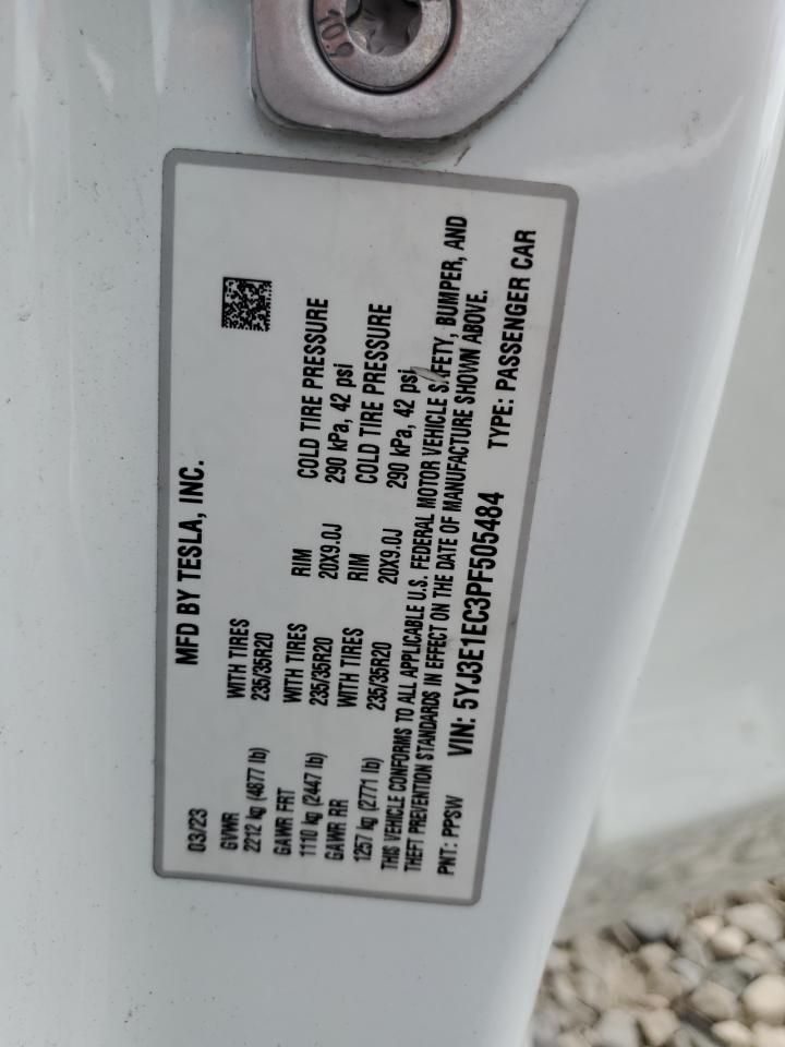 2023 Tesla Model 3 VIN: 5YJ3E1EC3PF505484 Lot: 69271265