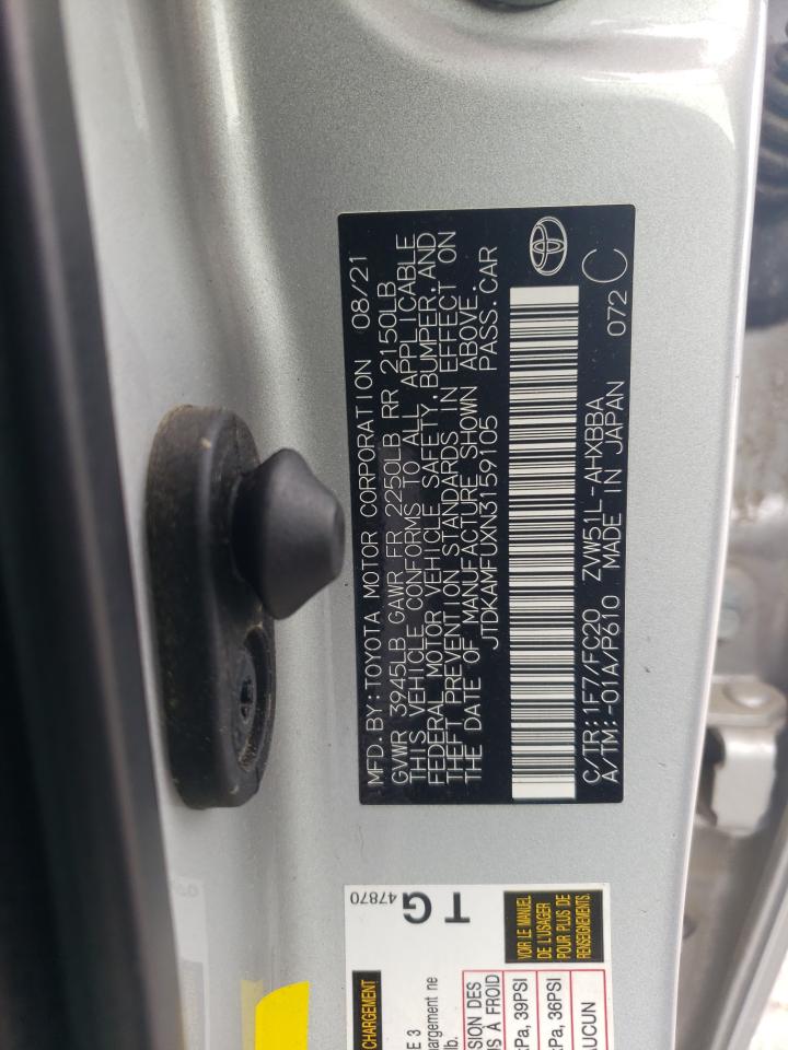 2022 Toyota Prius Night Shade VIN: JTDKAMFUXN3159105 Lot: 68164125