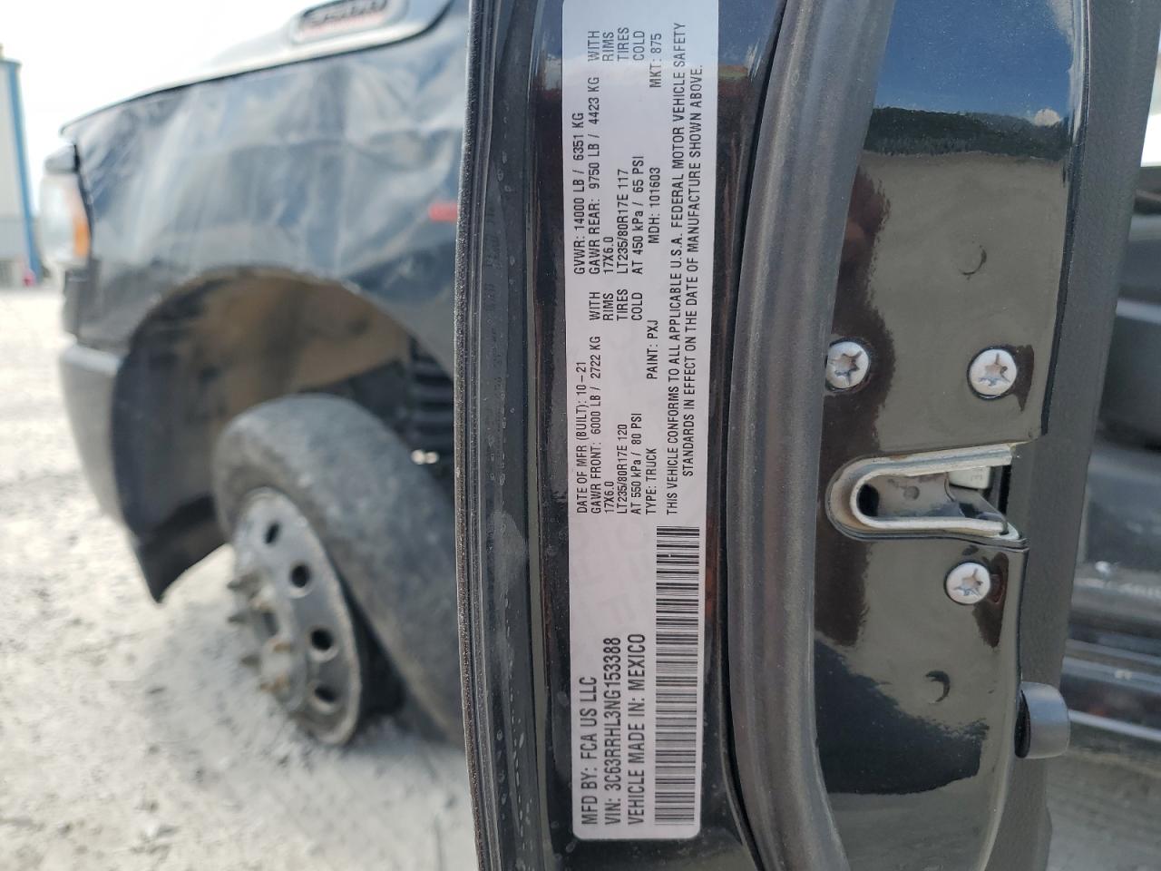 2022 Ram 3500 Big Horn/Lone Star VIN: 3C63RRHL3NG153388 Lot: 69500265