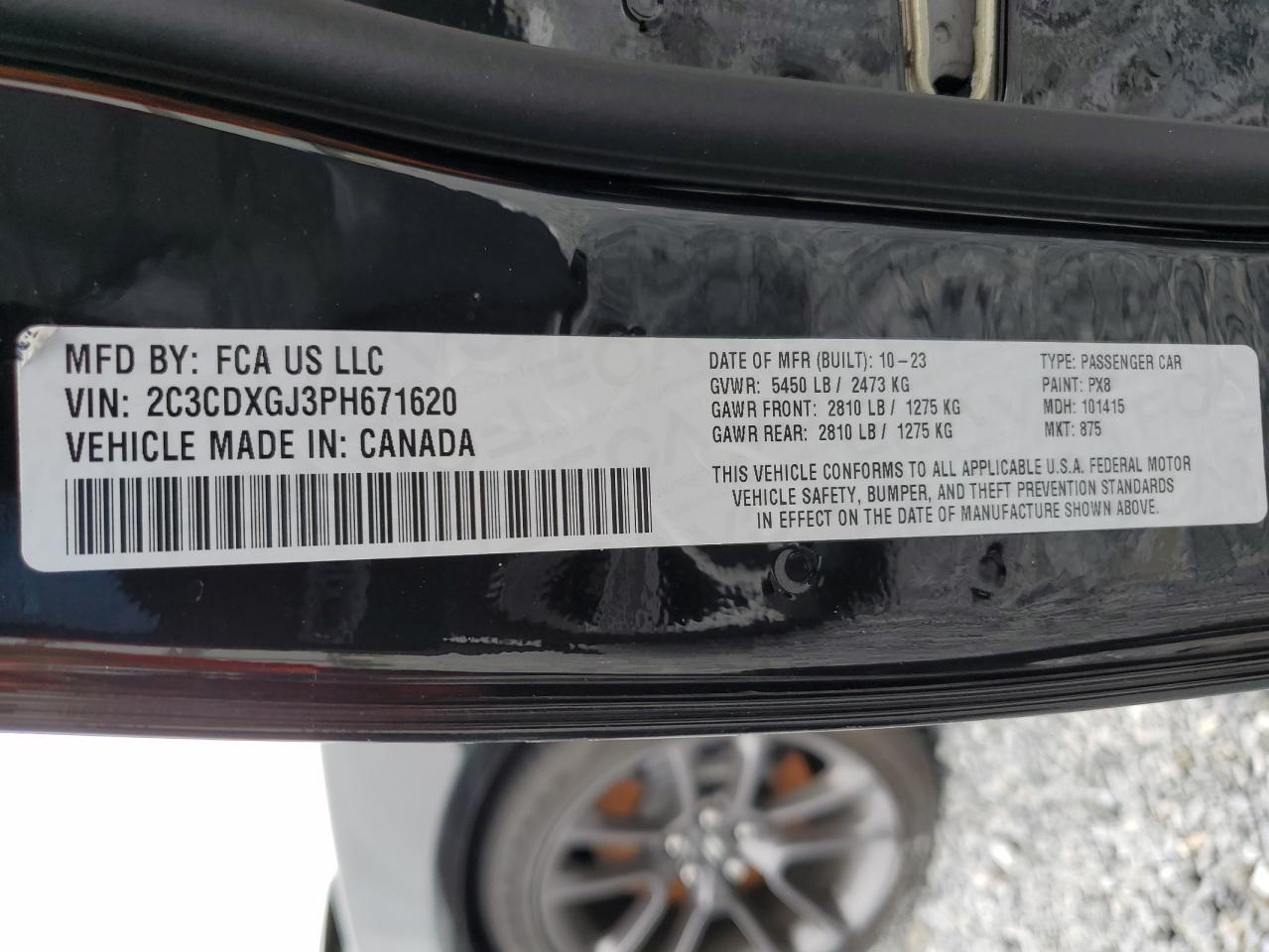 2023 Dodge Charger Scat Pack VIN: 2C3CDXGJ3PH671620 Lot: 69946795