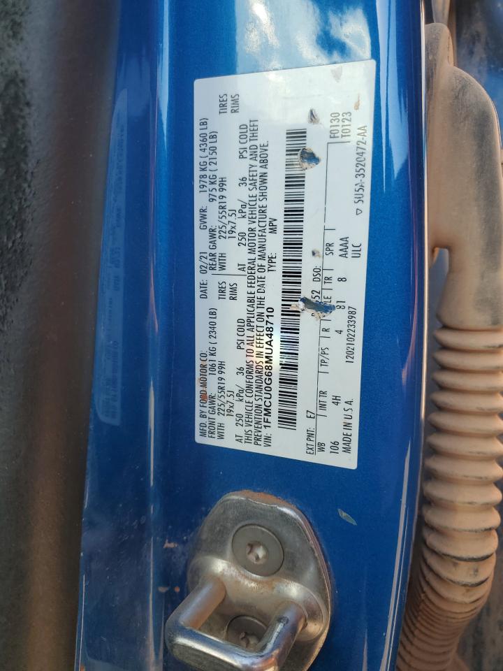 2021 Ford Escape Se VIN: 1FMCU0G68MUA48710 Lot: 68945305