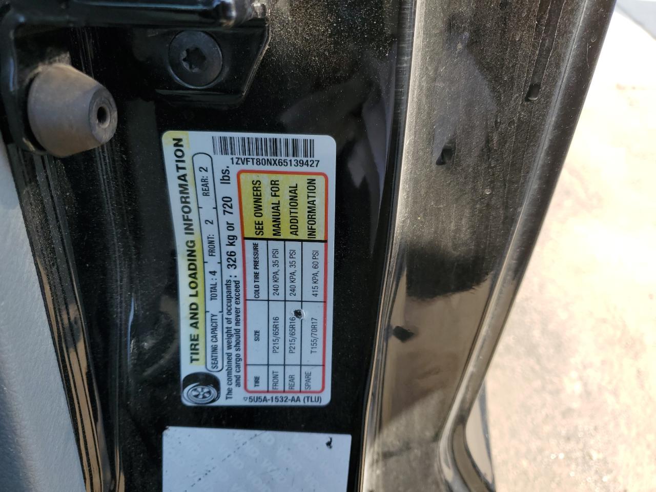 2006 Ford Mustang VIN: 1ZVFT80NX65139427 Lot: 68039955