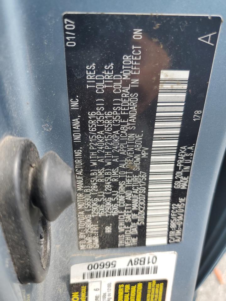 2007 Toyota Sienna Ce VIN: 5TDZK23C07S017567 Lot: 70732915