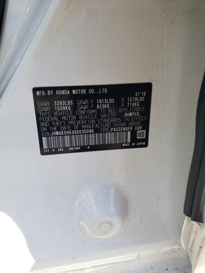 2016 Honda Fit Lx VIN: JHMGK5H53GX035086 Lot: 67891425