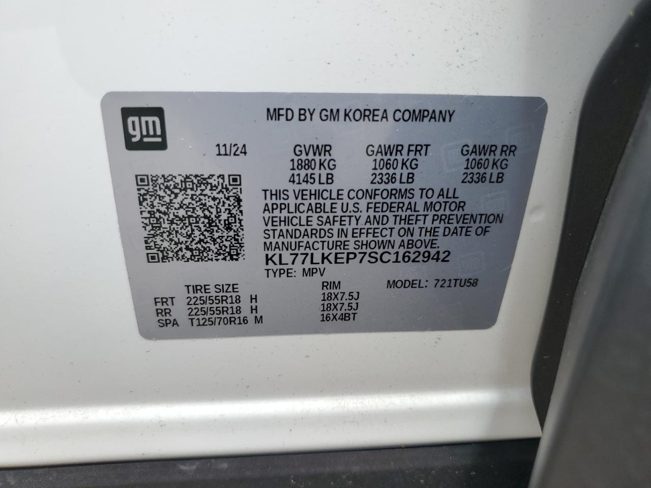 2025 Chevrolet Trax Activ VIN: KL77LKEP7SC162942 Lot: 68525375