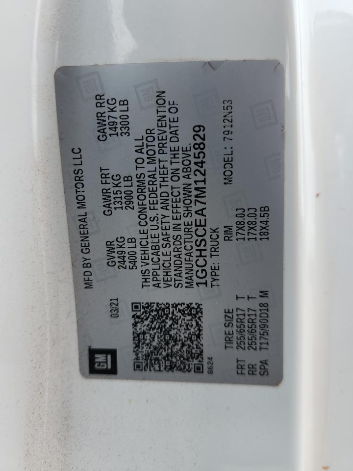 2021 Chevrolet Colorado Lt VIN: 1GCHSCEA7M1245829 Lot: 70920075