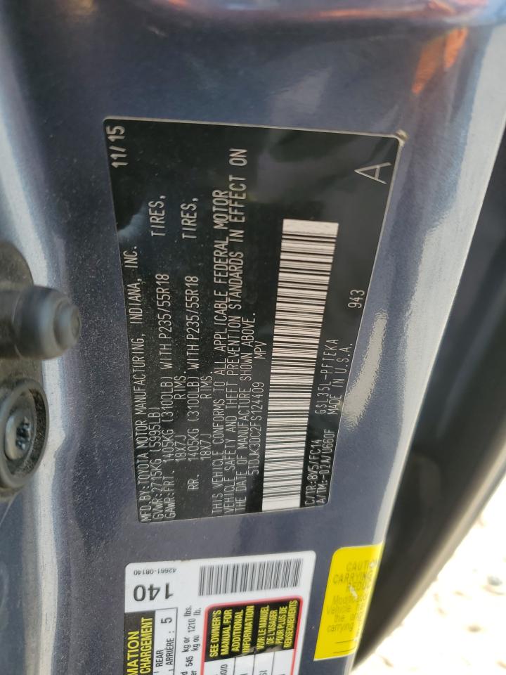 2015 Toyota Sienna Le VIN: 5TDJK3DC2FS124409 Lot: 67628935