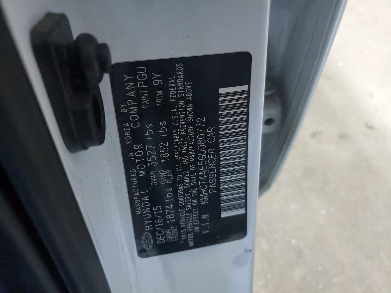 2016 Hyundai Accent Se VIN: KMHCT4AE5GU080772 Lot: 69993635