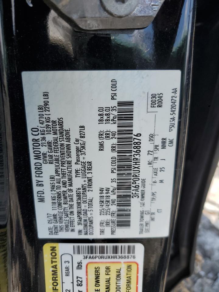 2017 Ford Fusion Titanium Hev VIN: 3FA6P0RUXHR368876 Lot: 68664795