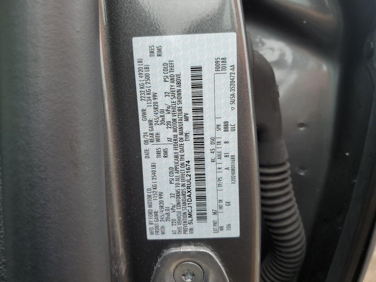 2024 Lincoln Corsair VIN: 5LMCJ1DAXRUL21674 Lot: 69843025