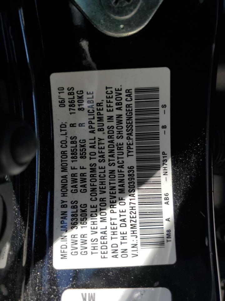 2010 Honda Insight Ex VIN: JHMZE2H71AS039836 Lot: 68793875