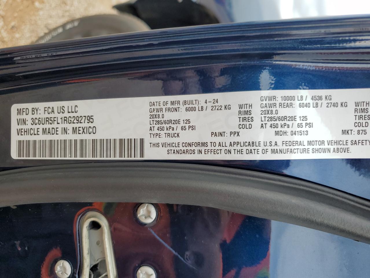 2024 Ram 2500 Laramie VIN: 3C6UR5FL1RG292795 Lot: 69287375