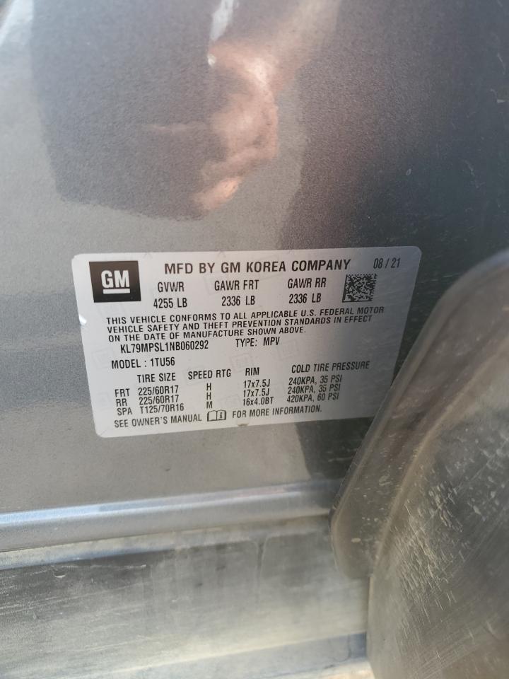 2022 Chevrolet Trailblazer Lt VIN: KL79MPSL1NB060292 Lot: 68784225