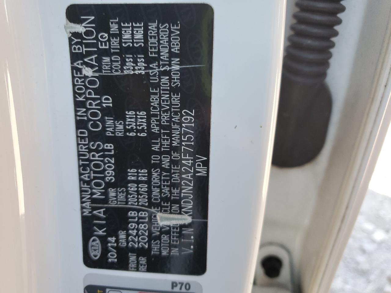 2015 Kia Soul VIN: KNDJN2A24F7157192 Lot: 70270855