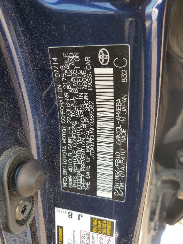 2014 Toyota Prius VIN: JTDKN3DU6E0389582 Lot: 68037605