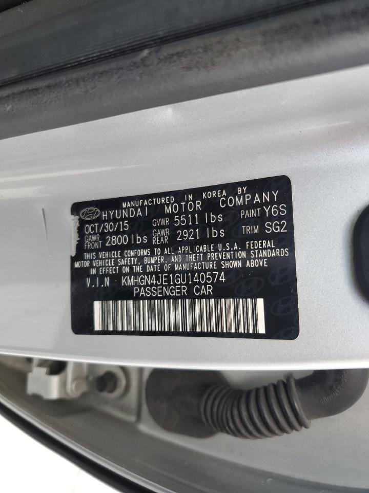 2016 Hyundai Genesis 3.8L VIN: KMHGN4JE1GU140574 Lot: 70276725